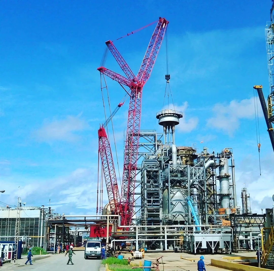 Grúa de 800 toneladas en proyecto industrial